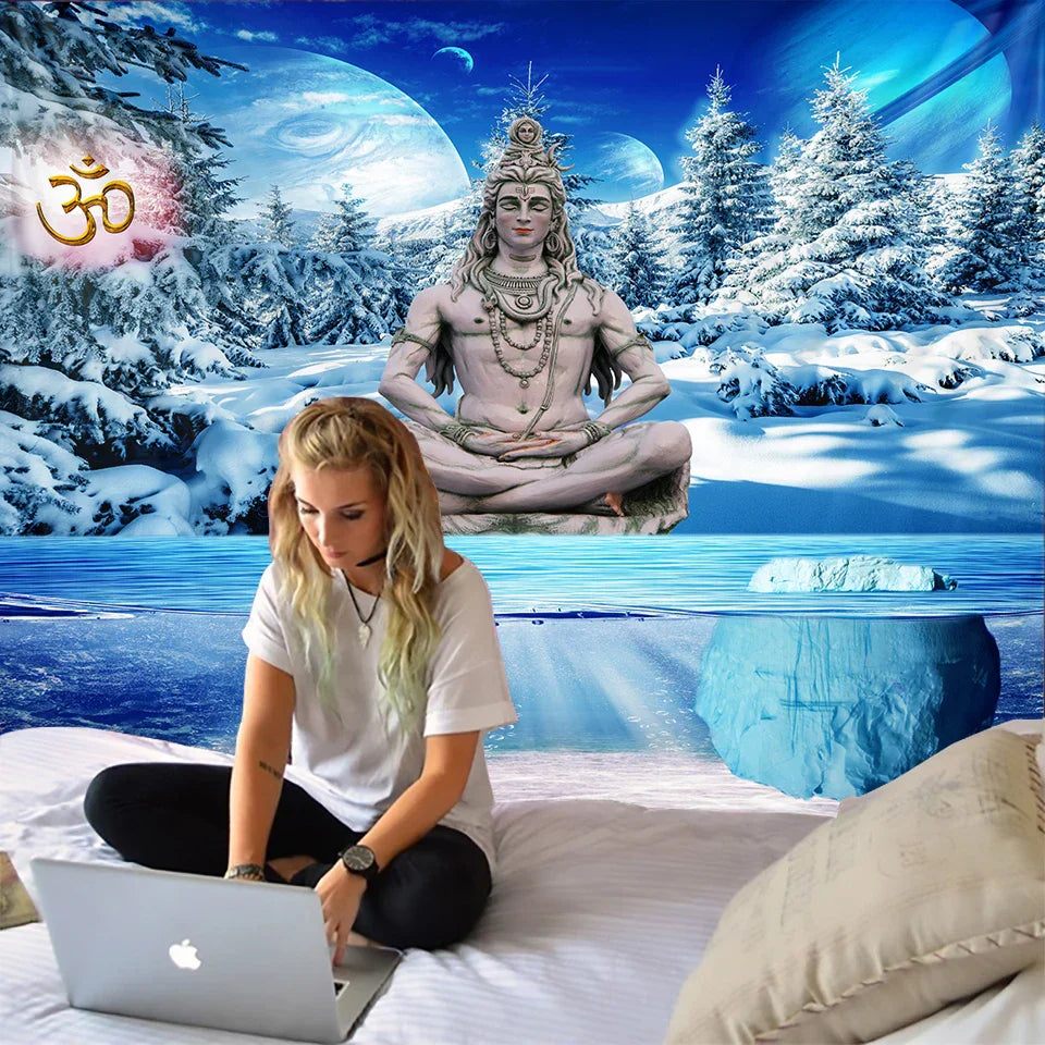 DecorBites™ Buddhism Wall Hanging Tapestry Blanket Rug for Beach, Picnic, Camping