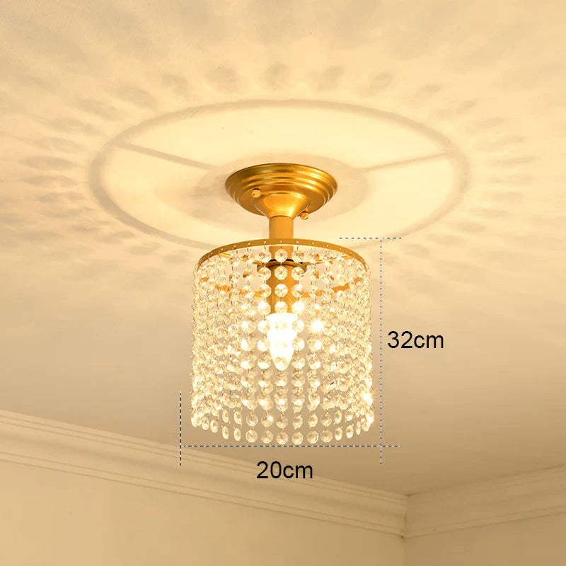 DecorBites™ Gold Crystal Round Ceiling Chandelier for Living Room LED Light Fixtures