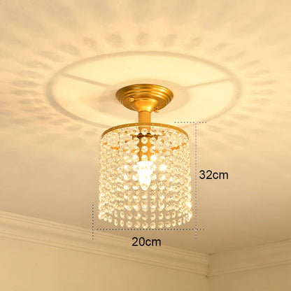 DecorBites™ Gold Crystal Round Ceiling Chandelier for Living Room LED Light Fixtures