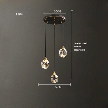 DecorBites™ Black Crystal Copper LED Chandelier - Art Deco Hanging Lamp for Dinning Room