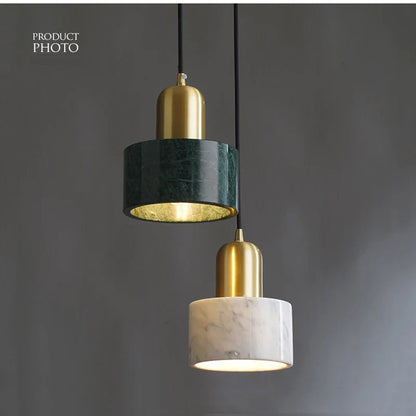 DecorBites™ Green Marble Pendant Light: Luxury Hanging Lamp for Dining Room, Bedside, Hotel.