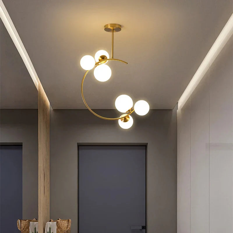 DecorBites™ Gold Glass Ball Chandelier for Living Room Kitchen Bedroom - 220V 110V