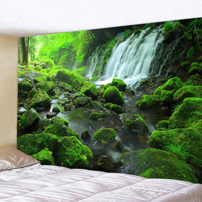 DecorBites™ Forest Waterfall Art Tapestry: Boho Hippie Decor Yoga Mat Sofa Blanket