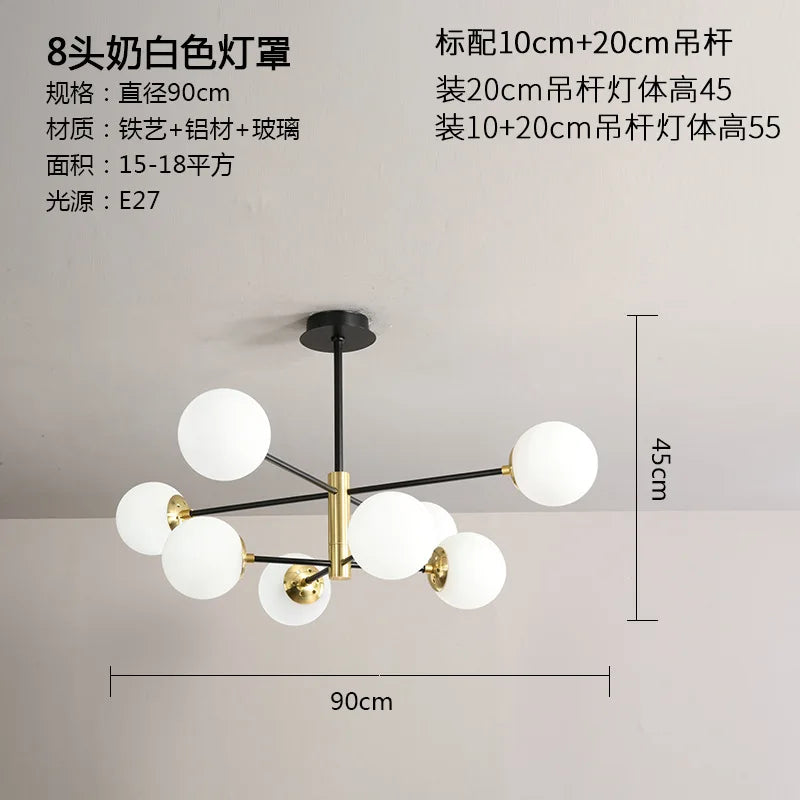 DecorBites™ Glass Ball LED Chandelier - Modern Indoor Lighting Fixtures for Living Room & Bedroom