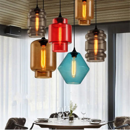 DecorBites™ Geometric Glass Pendant Light Collection: Modern Crystalline Pendant Series