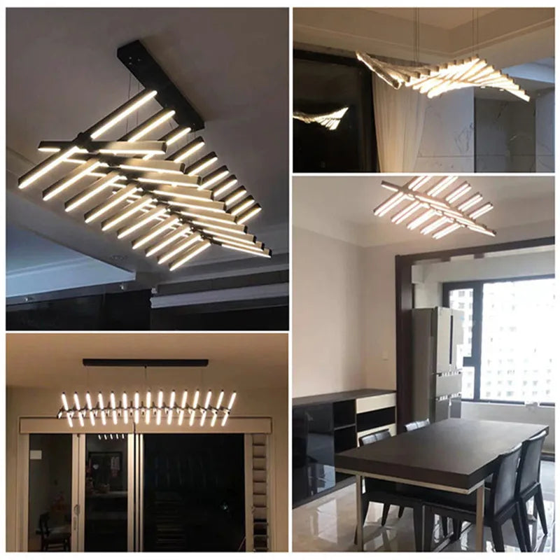 Black Gold Pendant Light 20-Bulb Art Design