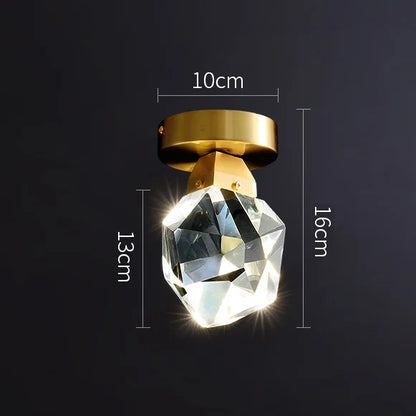 DecorBites™ Crystal Aisle Ceiling Light | Modern & Luxe All-Copper Fixture for Entryway & Cloakroom