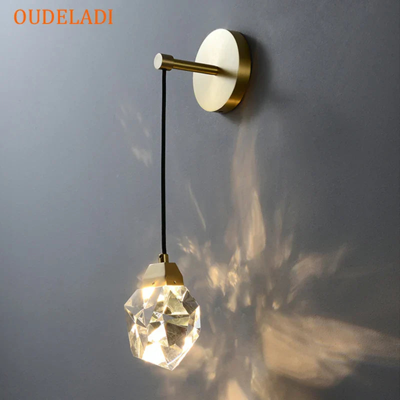 DecorBites™ Crystal Copper LED Wall Lamp for Bedroom and Stairs
