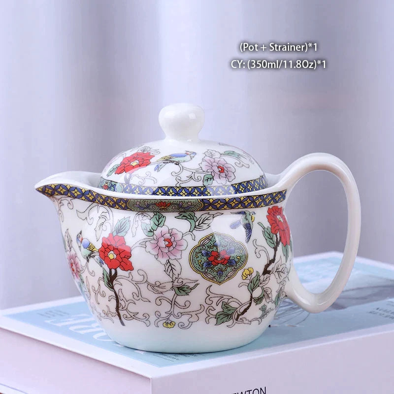 DecorBites™ Dragon Teapot Tea Set, Porcelain Kung Fu Teaware for Puer Oolong Ceremony