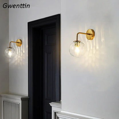 DecorBites™ Gold Glass Ball Wall Lamp | Nordic Mirror Sconce Indoor Lighting