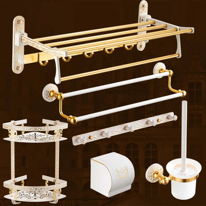 DecorBites™ Bathroom Accessories Set: Shelf, Towel Rack, Paper Holder, Toilet Brush Holder, Towel Hanger, Hooks