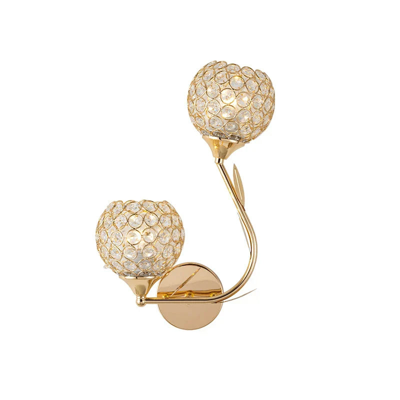 Gold Crystal LED Wall Lamp Single-Head Right