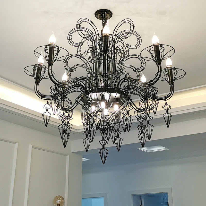 DecorBites™ Iron Baroque E14 LED Chandelier Suspension Lighting for Foyer