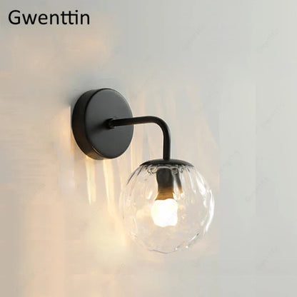 DecorBites™ Gold Glass Ball Wall Lamp | Nordic Mirror Sconce Indoor Lighting