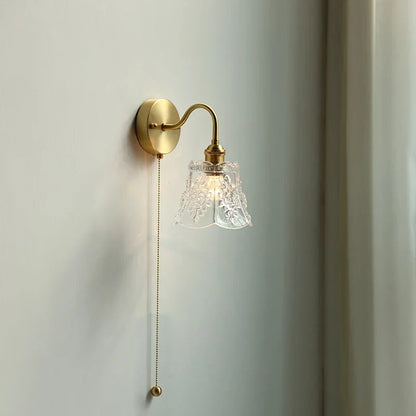 DecorBites™ Glass LED Bathroom Mirror Light Pull Chain Copper Wall Sconce