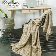 Khaki Wool Chunky Knit Blanket