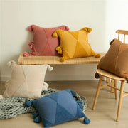 Tassel Knit Cushion Cover Mustard 45x45cm