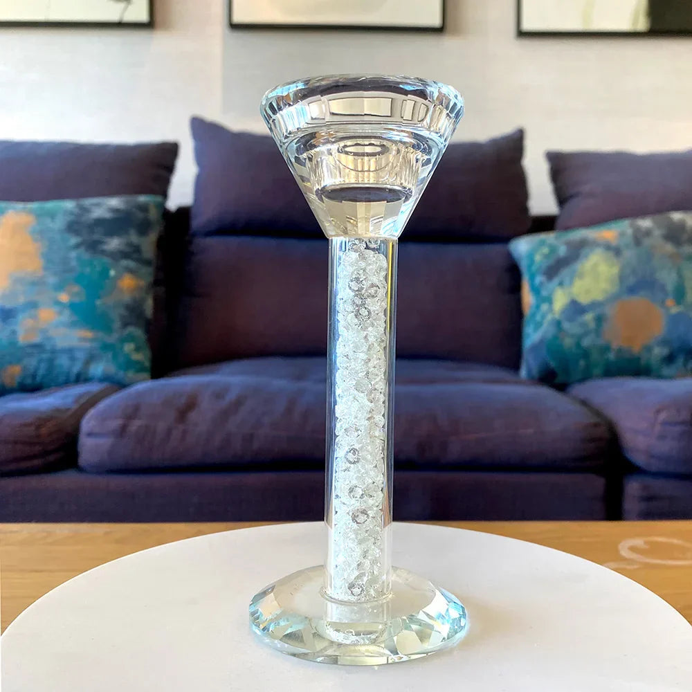 DecorBites™ Crystal Diamond Glass Candle Holder for Home Decor