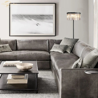 DecorBites™ Industrial Crystal LED Floor Lamp Chrome Black Metal Standing Light