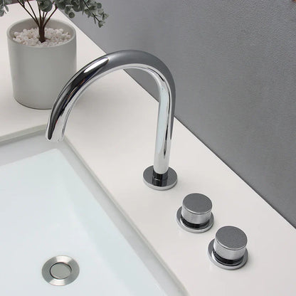 DecorBites™ Black & Brushed Gold Basin Faucets: Total Brass 3-Hole Waterfall Sink Faucet