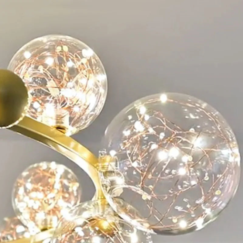 Gold Glass 12-Bubble Chandelier Chrome Finish