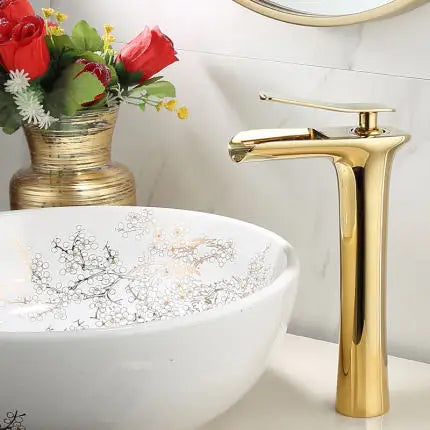 DecorBites™ Grey Waterfall Brass Basin Faucet - Hot Cold Mixer Tap for Bathroom Sink