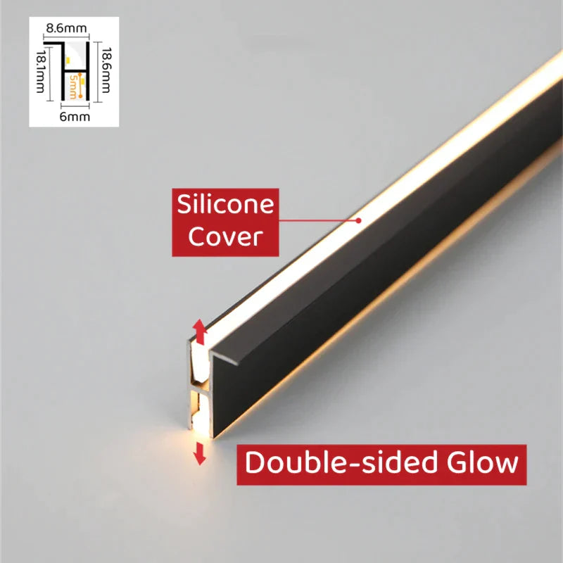 DecorBites™ LED Cabinet Layer Lamp: Ultra-Thin Aluminum Profiles, Up Down Backlight, 18mm Board.