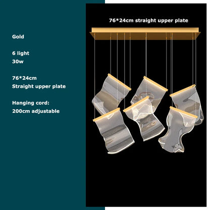 DecorBites™ Golden Love Paper Chandelier: Postmodern LED Designer Lighting for Foyer