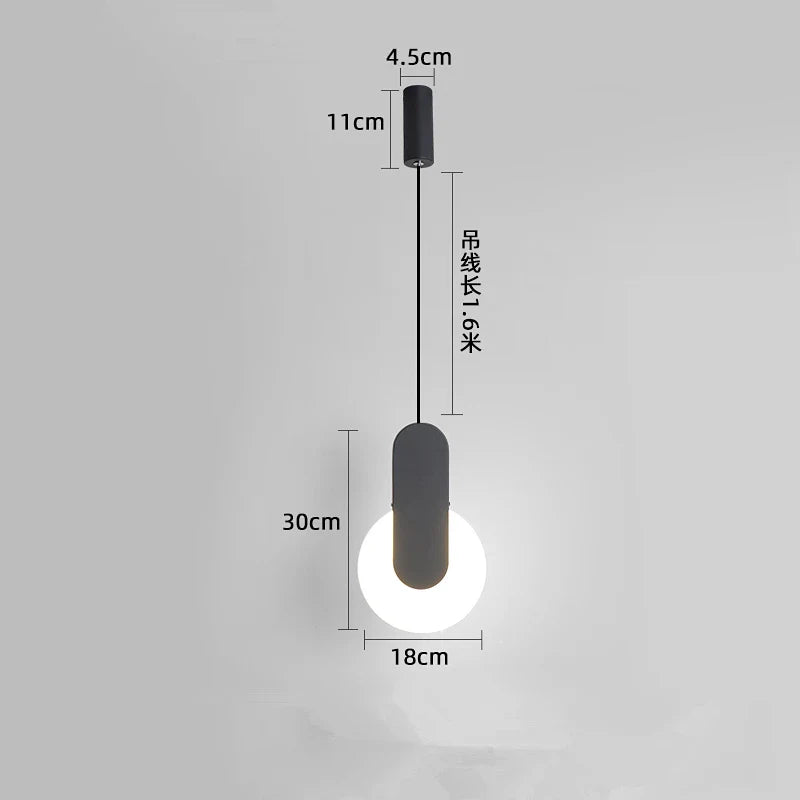 Nordic Minimalist Metal Bedside Pendant Light