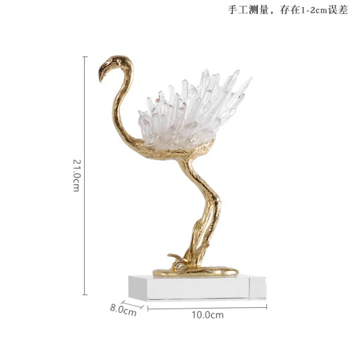 Copper Crystal Crane Decor