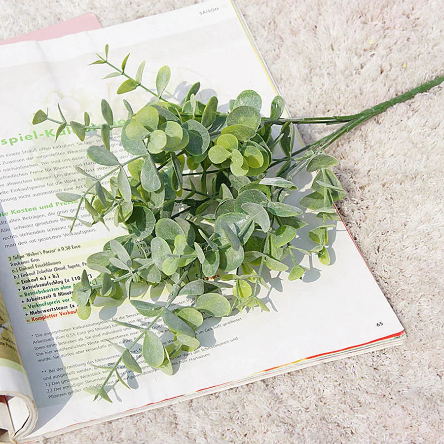 DecorBites™ Green Eucalyptus Branch: Faux Leaves for Home & Wedding Decor