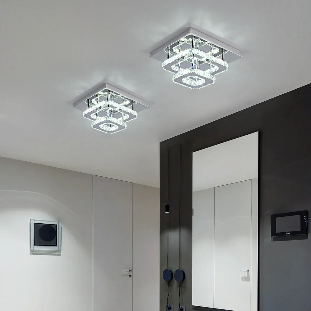 DecorBites™ Crystal LED Ceiling Light Plafon Chandelier Stainless Steel Luminaria