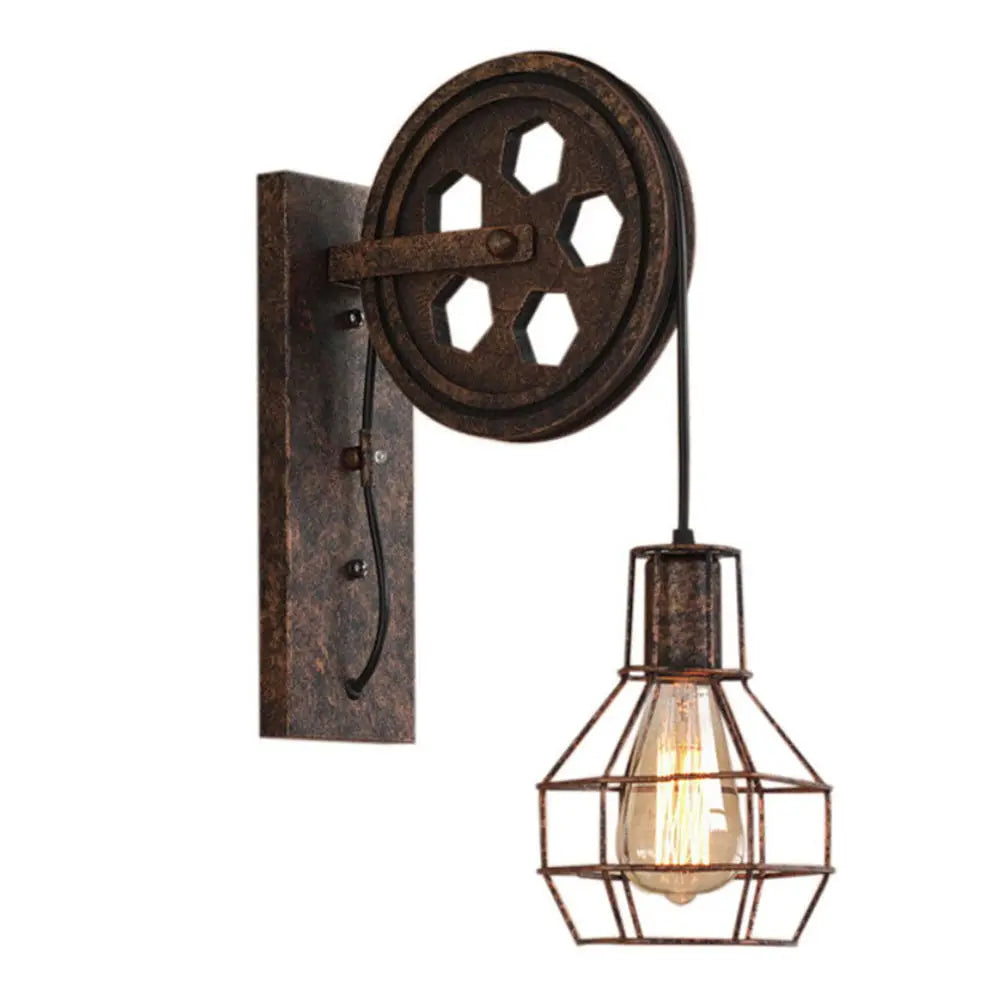 DecorBites™ Industrial Pulley Wall Light - Retro Loft Sconce Fixture for Home, Cafe, Bar
