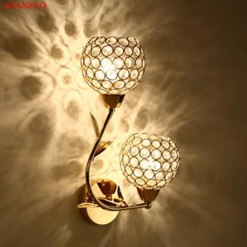 Gold Crystal LED Wall Lamp Single-Head Right