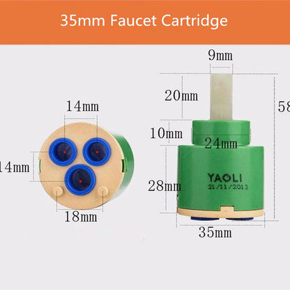 DecorBites™ 3-Year Warranty Ceramic Cartridge for 35mm/40mm Faucet Mixer - High Quality