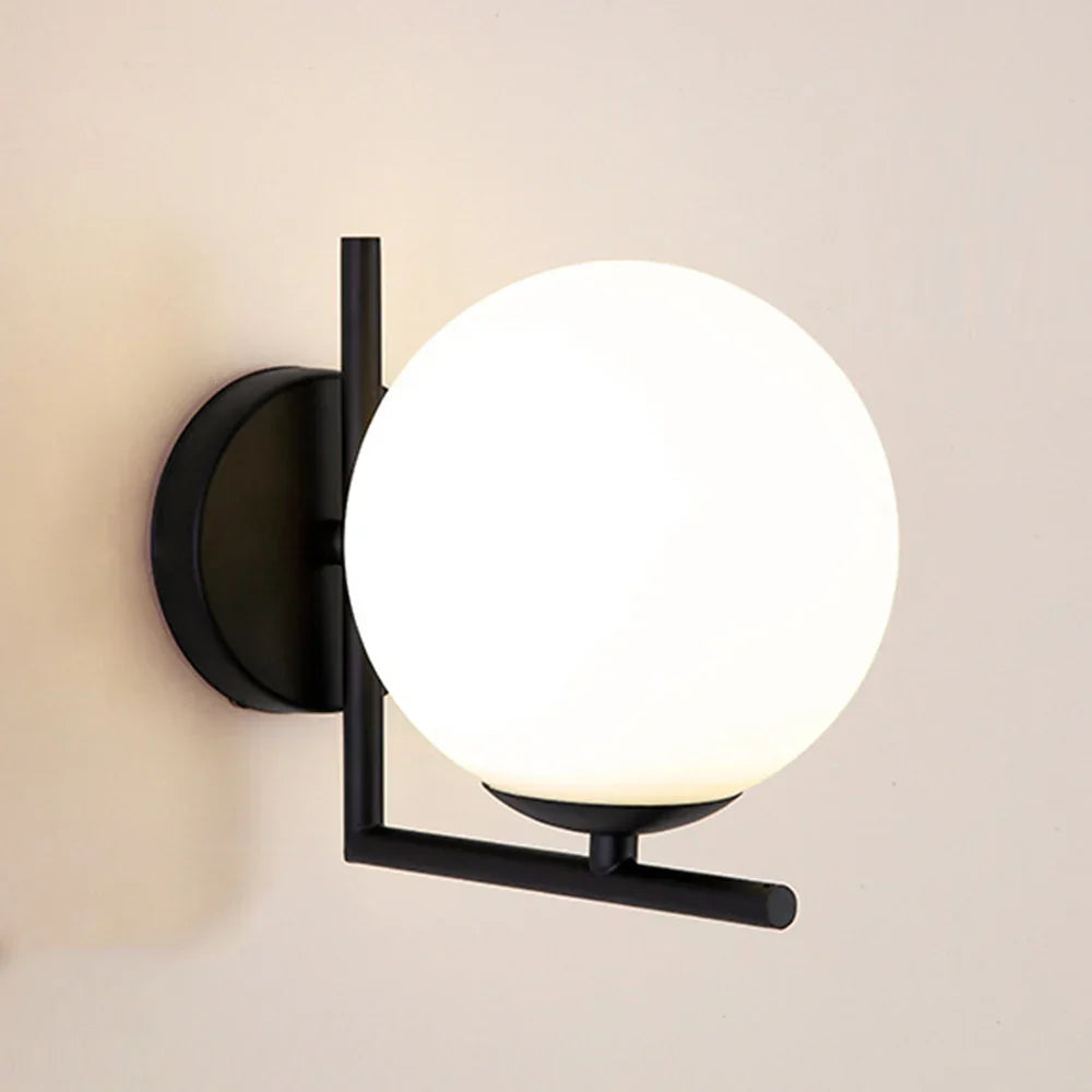 DecorBites™ Glass Globe Wall Lamp for Bedroom, Staircase, Hallway, Office - Modern E27 Indoor Fixture