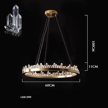 Gold Crystal Dining Chandelier Rectangle 100cm