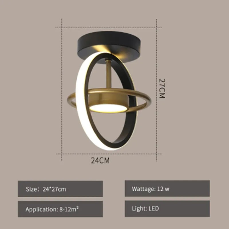 DecorBites™ LED Ceiling Light Chandelier for Home Living Room Bedroom Dining Decor, Gold/Black Fixtures