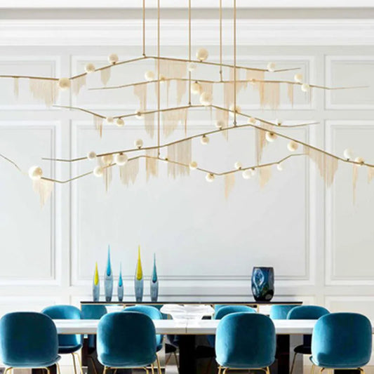 DecorBites™ Gold Bubble Chandelier G9 LED Tassel Kitchen Island Lighting