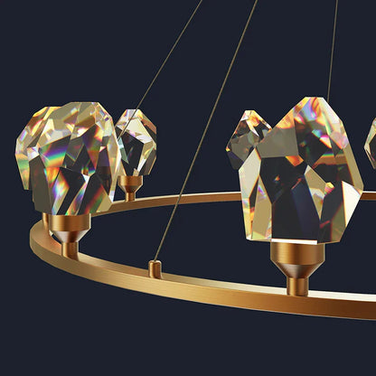 DecorBites™ Crystal Copper Round Chandelier: Elegant LED Suspension Lamp for Dinning Room