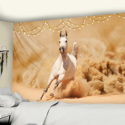 DecorBites™ Galloping Horse Tapestry Wall Hanging Ink Painting Boho Nature Decor
