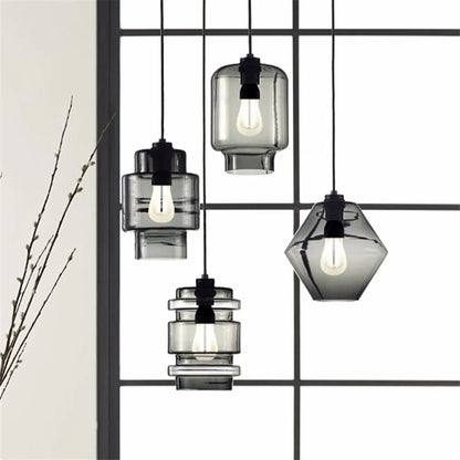DecorBites™ Geometric Glass Pendant Light Collection: Modern Crystalline Pendant Series