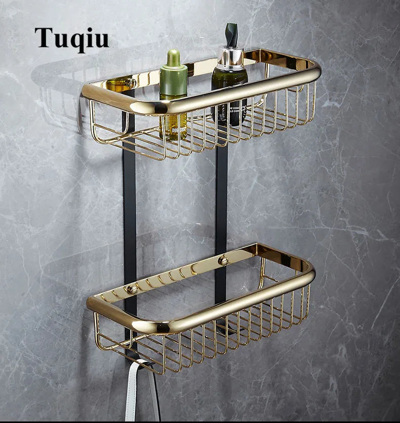 Gold Black Corner Shelf