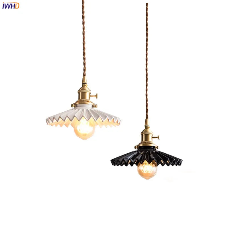 DecorBites™ Japanese Ceramic Pendant Light Fixture Copper Vintage Nordic Lamp for Home Décor
