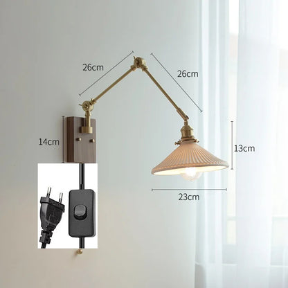DecorBites™ Copper Swing Arm Wall Lamp Sconce - LED Wall Light for Bedroom Living Room