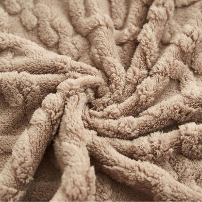 DecorBites™ Cozy Jacquard Plush Blanket: Soft Winter Sofa Throw, Office Travel Nap Shawl