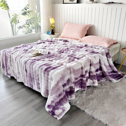 DecorBites™ Cozy Gradient Bubble Fleece Throw Blanket, Plush All-Season Nap Blanket