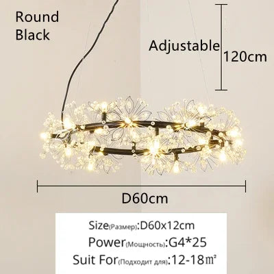 DecorBites™ Crystal Bionic Petals Chandelier for Living Dining Bedroom Hall Hotel Decor