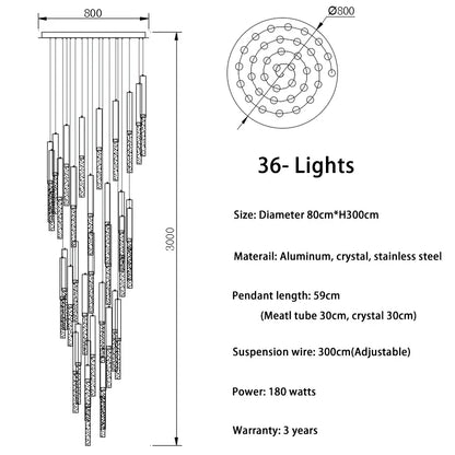 DecorBites™ Crystal LED Chandelier: Modern Nordic Minimalist Indoor Light Fixture for Living Room
