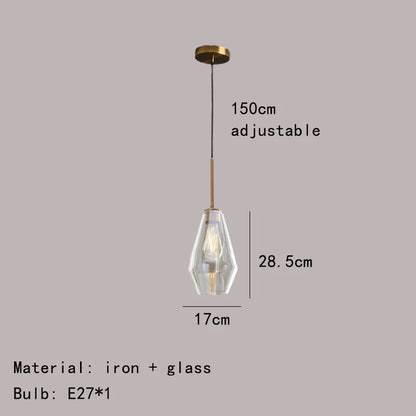 DecorBites™ Gray Amber Glass Pendant Lamp for Home and Office Lighting